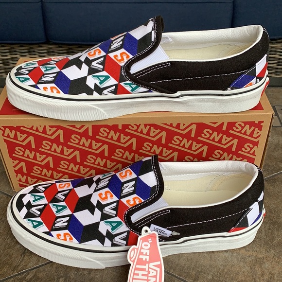 VANS CLASSIC SLIP ON CHECKER CUBE MULTI/TRWHT MENS - Picture 6 of 16